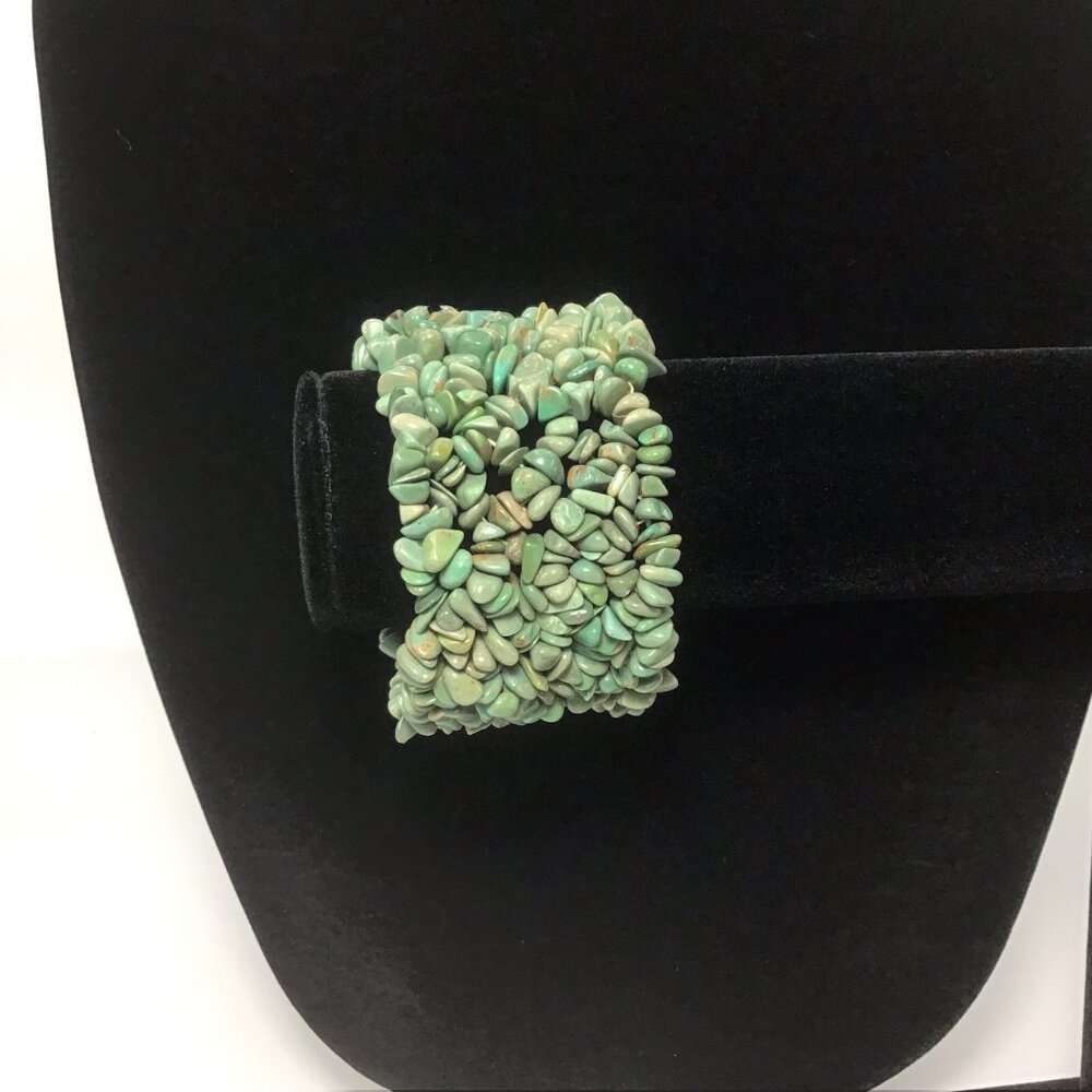 Green Turquoise Beaded Bracelet Stretchy Multi Strand